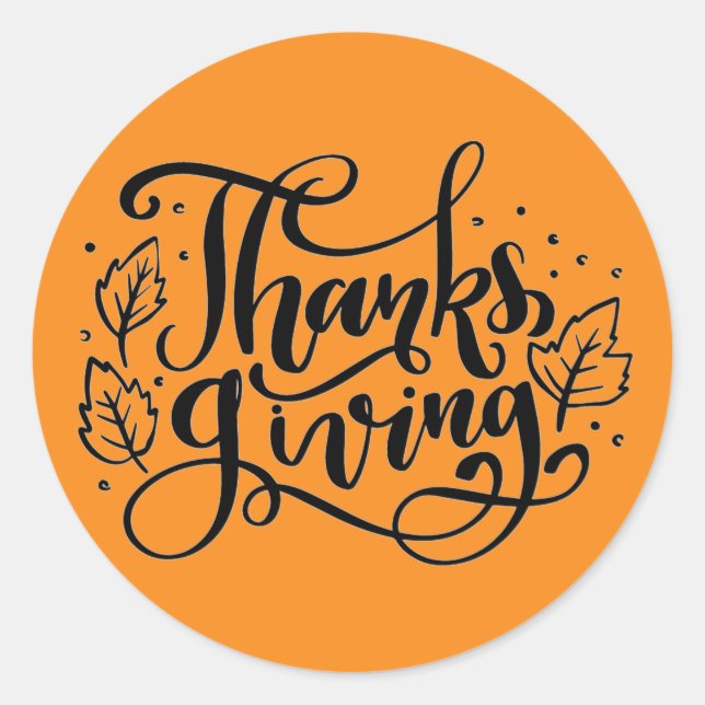 Pegatina Redonda Día de Acción de Gracias (Anverso)