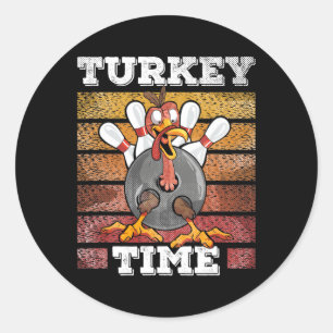 Pegatina Redonda Día de Acción de Gracias Bowl Striler Strike Pin S