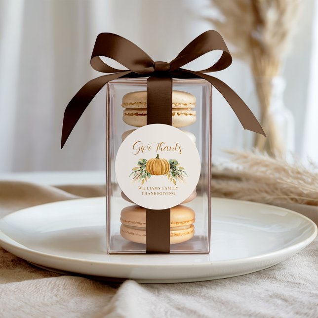 Pegatina Redonda Día de Acción de Gracias Dar Gracias Naranja Calab (Subido por el creador)