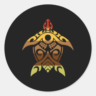 Pegatina Redonda Día de Acción de Gracias de Tortuga Tribal Día de 