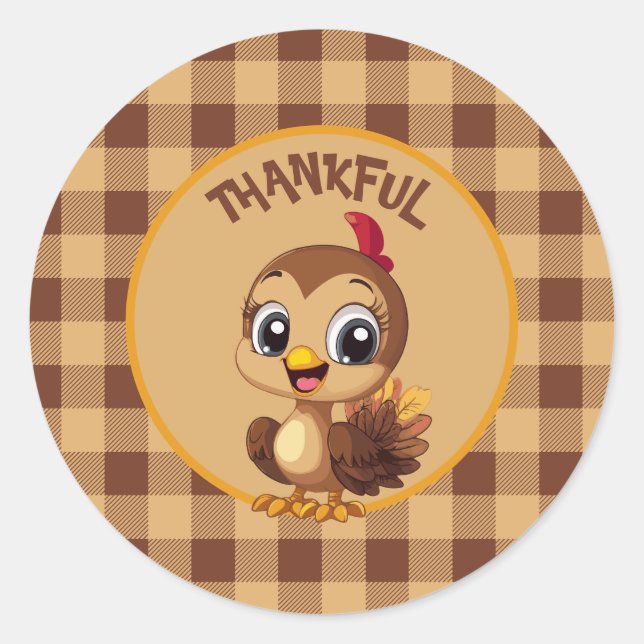 Pegatina Redonda Día de Acción de Gracias en Turquía (Anverso)
