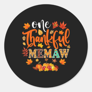Pegatina Redonda Día de Acción de Gracias Memaw Fun Fall otoño Día