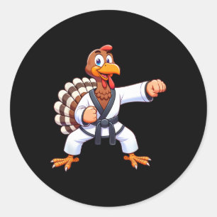 Pegatina Redonda Día de Acción de Gracias Mma Kickboxing Judo Karat