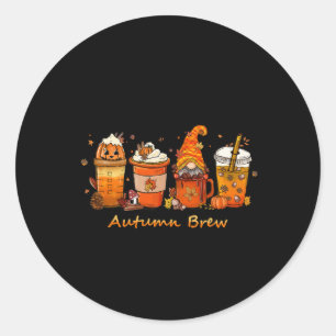 Pegatina Redonda Día de Acción de Gracias Otoño Brew Cae Café Calab
