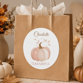 Pegatina Redonda Día de Acción de Gracias Personalizado – Calabaza