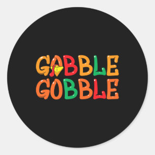 Pegatina Redonda Día de Acción de Gracias por hombres mujeres Día d