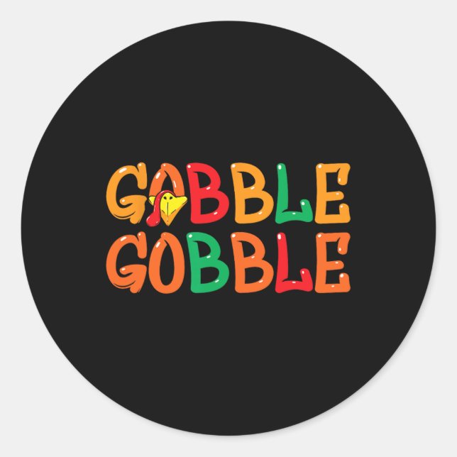 Pegatina Redonda Día de Acción de Gracias por hombres mujeres Día d (Anverso)