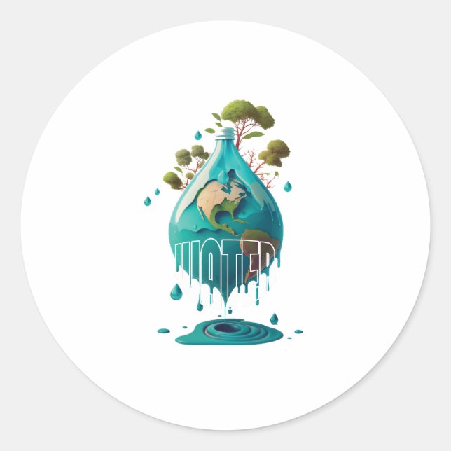 Pegatina Redonda día de agua (Anverso)