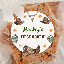 Pegatina Redonda Día de Aniversario Rústico Occidental - Clase