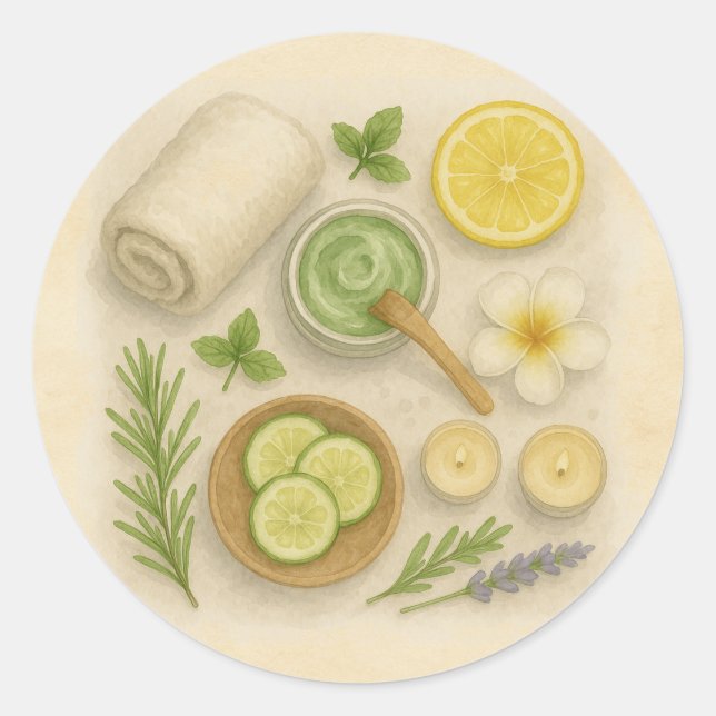 Pegatina Redonda Día de Belleza Regalo de Spa Classy  (Anverso)