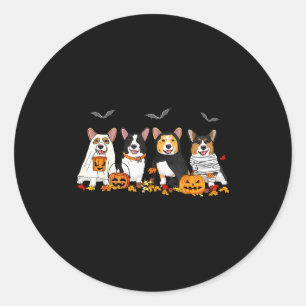 Pegatina Redonda Día de Brujas Corgi Fantasma Soky Amantes de Corgi