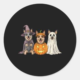 Pegatina Redonda Día de Brujas de Fantasma Espeluznante Blue Heeler