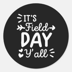 Pegatina Redonda día de campo de los niños día de campo amarillo te