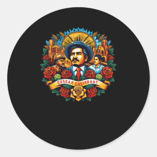Pegatina Redonda Día de César Chávez - Festividad del 31 de marzo P