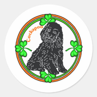 Pegatina Redonda Día de Cockapoo St Patrick