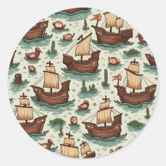 Pegatina Redonda Día de Colón