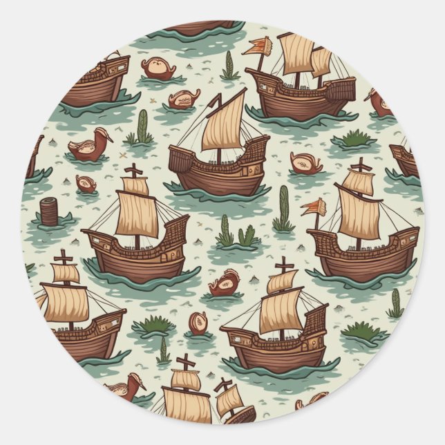 Pegatina Redonda Día de Colón (Anverso)