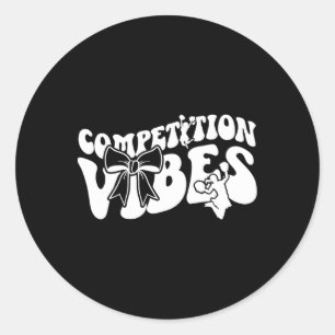 Pegatina Redonda Día de Competencia de Porristas Vibes Día de Compe