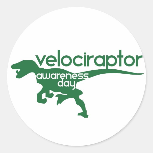 Pegatina Redonda Día de Conciencia de Velociraptor (Anverso)
