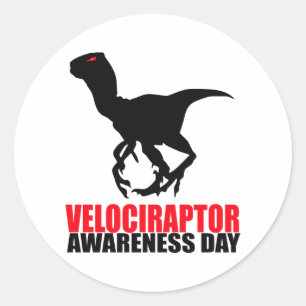 Pegatina Redonda Día de Conciencia de Velociraptor