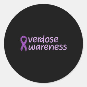 Pegatina Redonda Día de Conciencia sobre la Sobredosis Agosto En Me