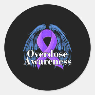 Pegatina Redonda Día de Concienciación Ángel contra las Adicciones