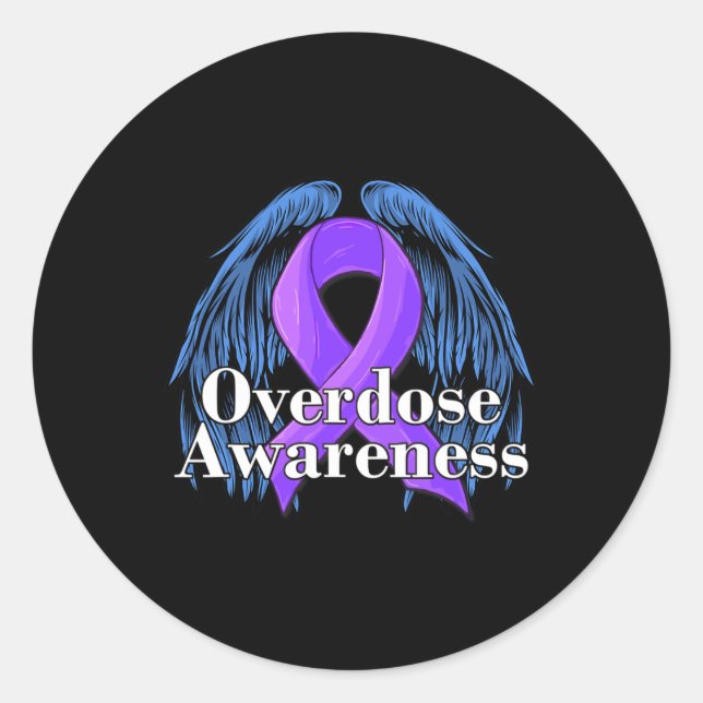 Pegatina Redonda Día de Concienciación Ángel contra las Adicciones (Anverso)