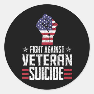 Pegatina Redonda Día de Concienciación sobre el Suicidio de Veteran