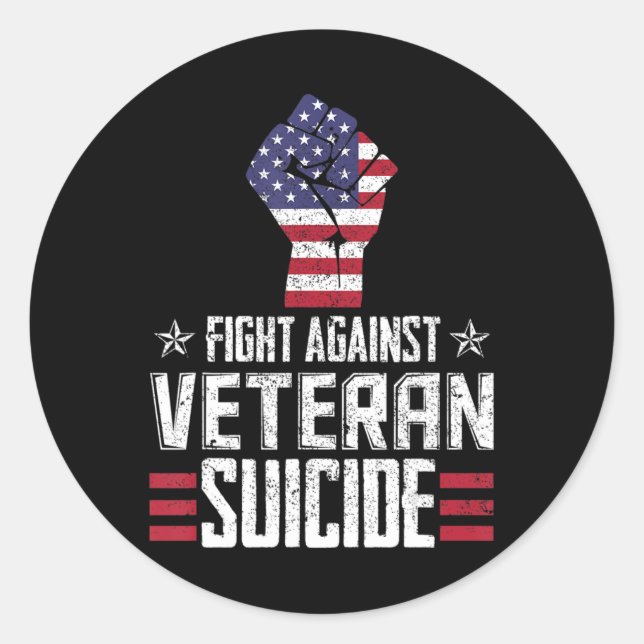 Pegatina Redonda Día de Concienciación sobre el Suicidio de Veteran (Anverso)