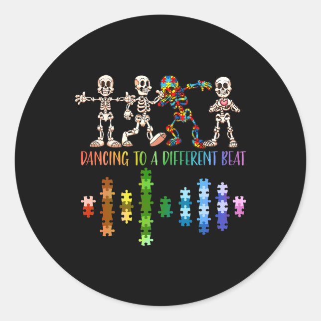 Pegatina Redonda Día de concientización sobre autismo para discapac (Anverso)