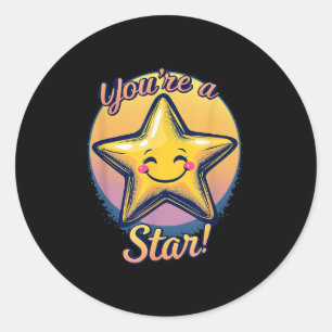 Pegatina Redonda Día de diseño motivacional Eres una estrella de el