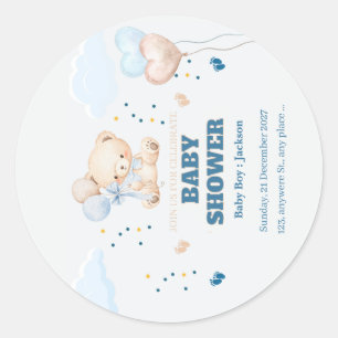 PEGATINA REDONDA DÍA DE DUCHA DE BEBÉ PERSONALIZADO 