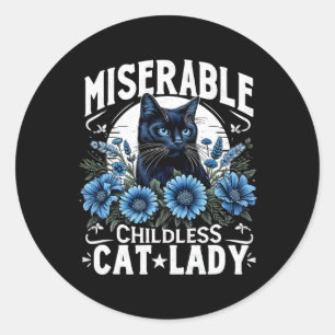 Pegatina Redonda Día de Elección Gato Damas Miserables Gato sin Niñ