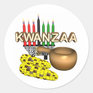 Pegatina Redonda Día de fiesta del propósito de Kwanzaa