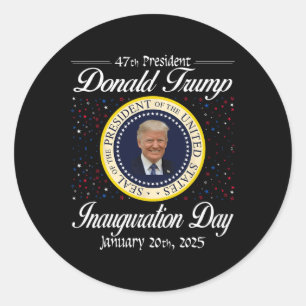 Pegatina Redonda Día de Inauguración de Donald Trump 2025 47º presi