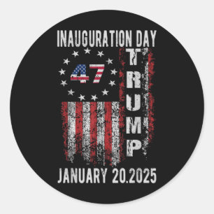 Pegatina Redonda Día De Inauguración De Donald Trump 2025 47