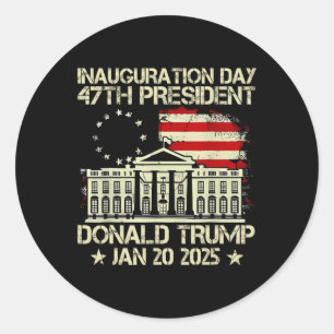 Pegatina Redonda Día De Inauguración De Trump 2025 47º Presidente D
