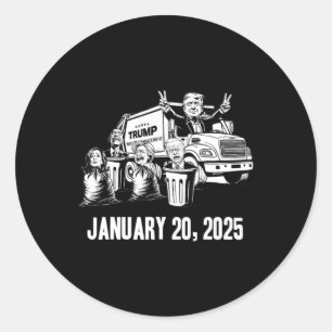 Pegatina Redonda Día de Inauguración de Trump Garbyge Truck Waste M