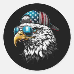 Pegatina Redonda Día de Inauguración del águila calva estadounidens