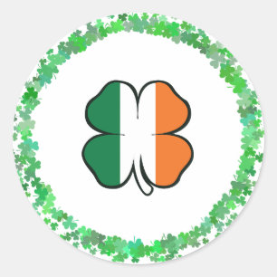 Pegatina Redonda Día de Irlanda Clover Saint Patrick