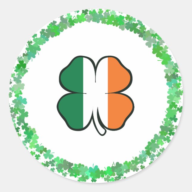 Pegatina Redonda Día de Irlanda Clover Saint Patrick (Anverso)