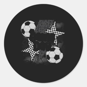 Pegatina Redonda Día de juego vintage fútbol rayo divertido equipo