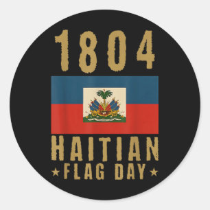 Pegatina Redonda Día de la Bandera Haitiana 1804 Orgullo haitiano p