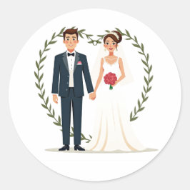 Pegatina Redonda Día de la boda