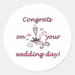 Pegatina Redonda Día de la boda de felicitaciones