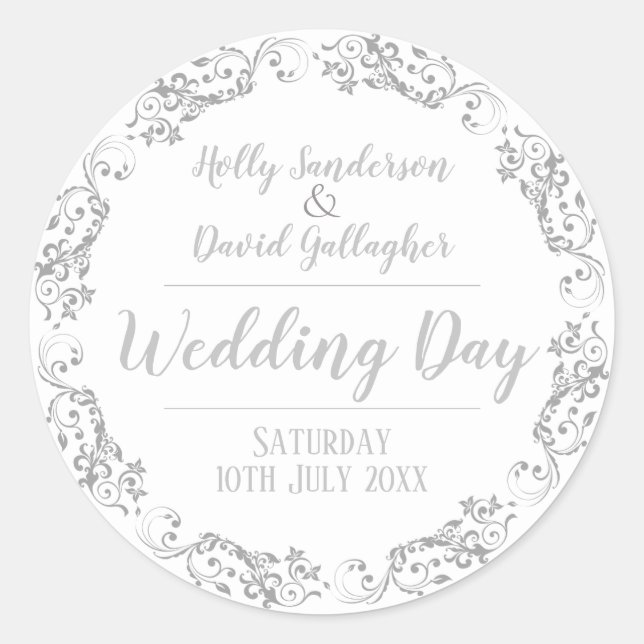 Pegatina Redonda Día de la boda de novias y novias (Anverso)