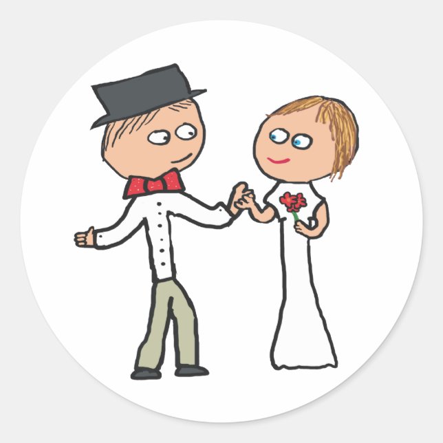 Pegatina Redonda Día de la boda de novias y novias (Anverso)