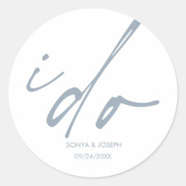 Pegatina Redonda Día de la boda Mínimo Simple