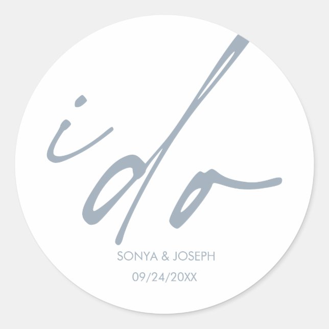 Pegatina Redonda Día de la boda Mínimo Simple (Anverso)