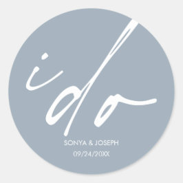 Pegatina Redonda Día de la boda Mínimo Simple